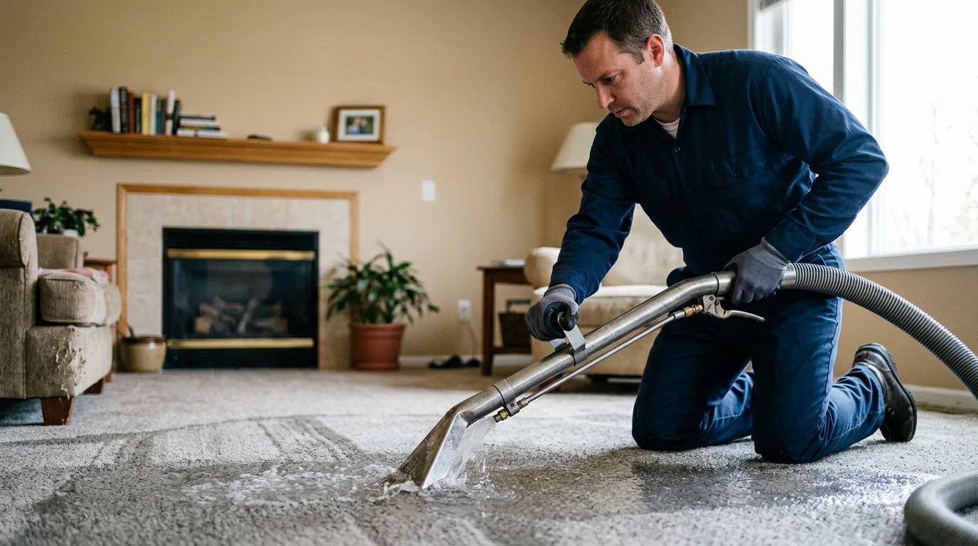 Water damage restoration technician working near Columbus, KY